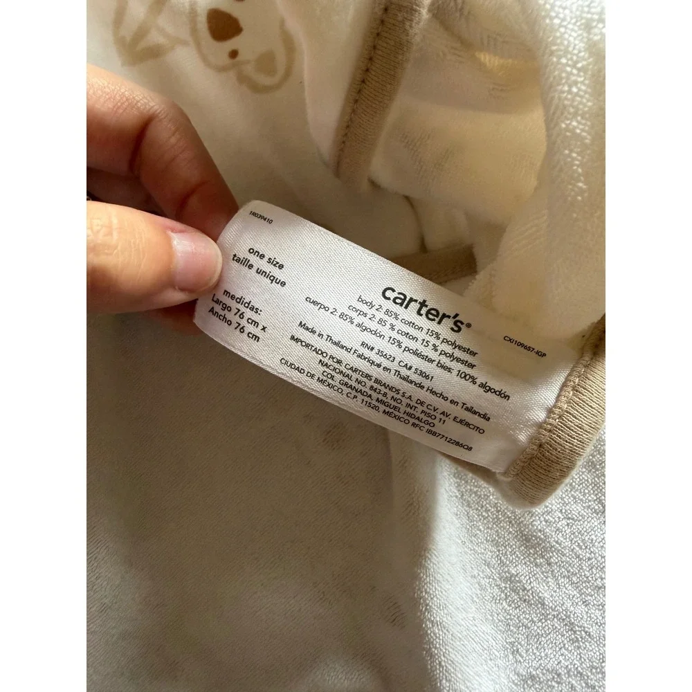 Carter's Hooded Baby Bath Towel Bear Print One Size - K589